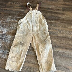 Distressed‎ Carhartt Double Knee Duck Overalls Men's Size 46/34 USA